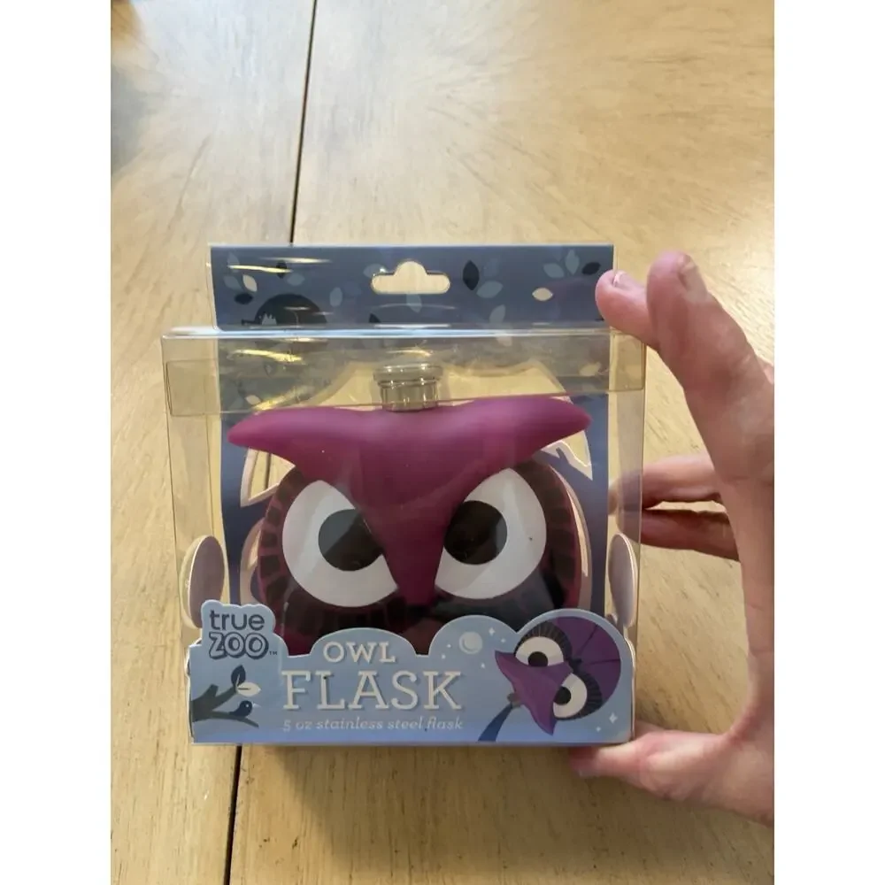 NEW Owl Flask Quirky Animal Drinkware Festival Accessory 5oz Bird Owls Purple